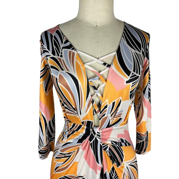 YUMI KIM Pink Retro Bloom Stretch Maxi Dress Women's Size Small NWT Colorful V - Picture 4 of 8